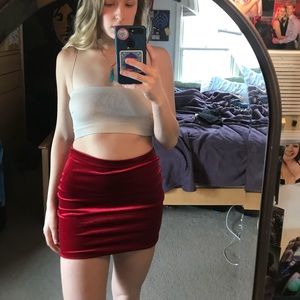 Red velvet skirt